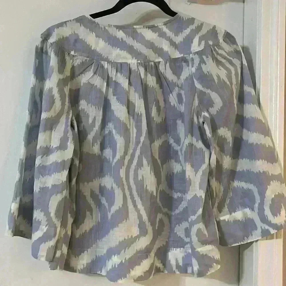 Anthropologie tops | Anthropologie Laverne kimono blue white blouse pullover - Picture 4 of 9